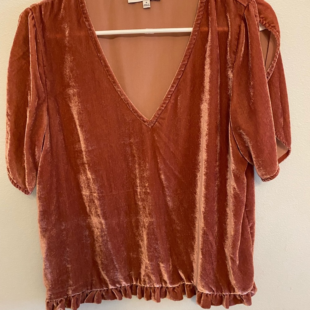 Madewell velvet rust/burnt orange top MED